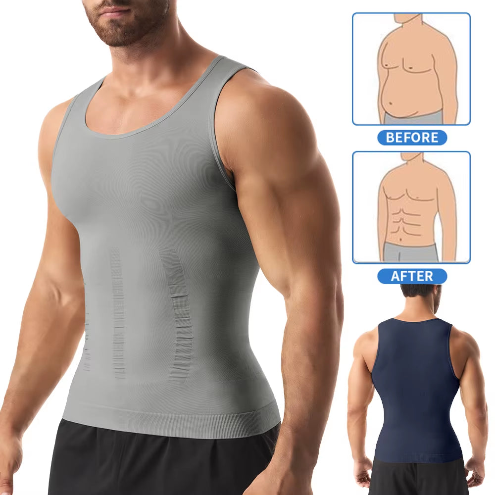 Men Compression Shirt for Body Shaper Slimming Vest Tight Tummy Underwear Tank Top