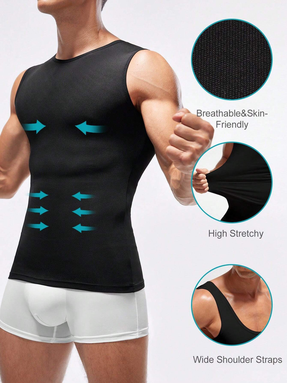 Men Solid Color Sleeveless Slimming Body Shaper Top