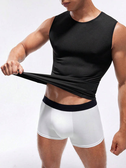 Men Solid Color Sleeveless Slimming Body Shaper Top