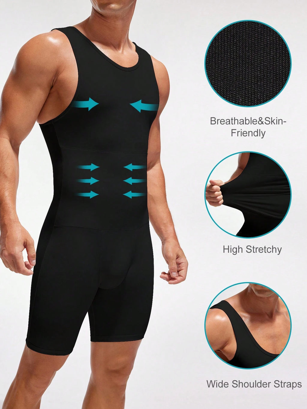 Men's High-Elasticity Wide Strap Body Shaping Romper