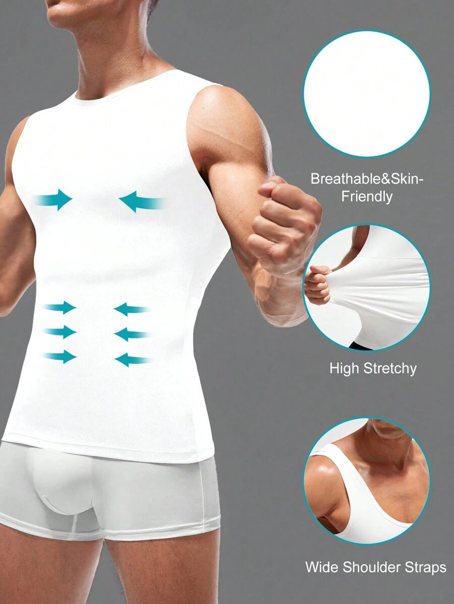 Men Solid Color Sleeveless Slimming Body Shaper Top