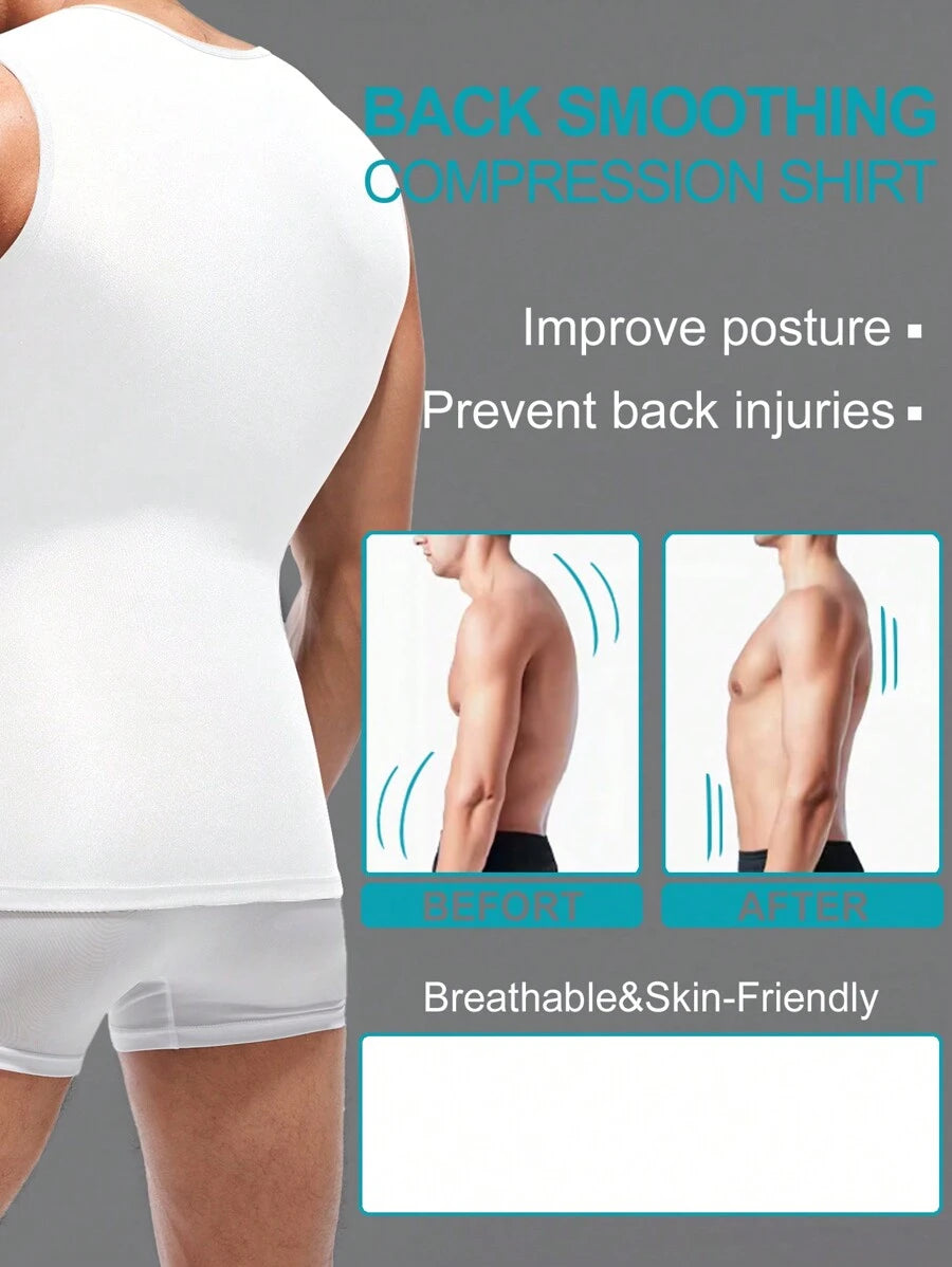 Men Solid Color Sleeveless Slimming Body Shaper Top
