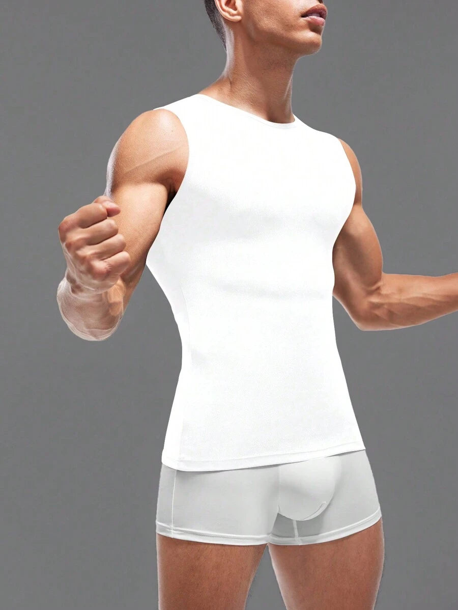Men Solid Color Sleeveless Slimming Body Shaper Top