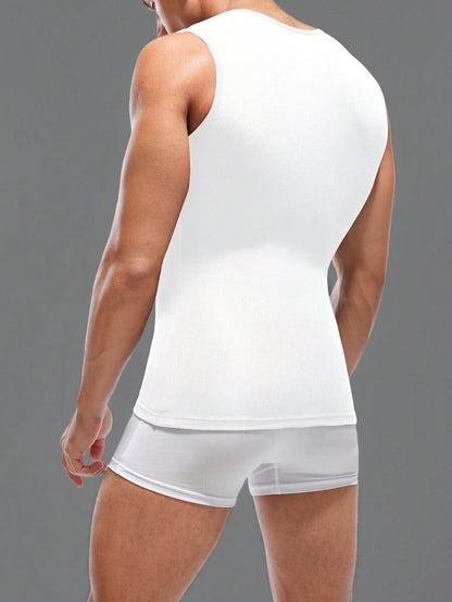 Men Solid Color Sleeveless Slimming Body Shaper Top