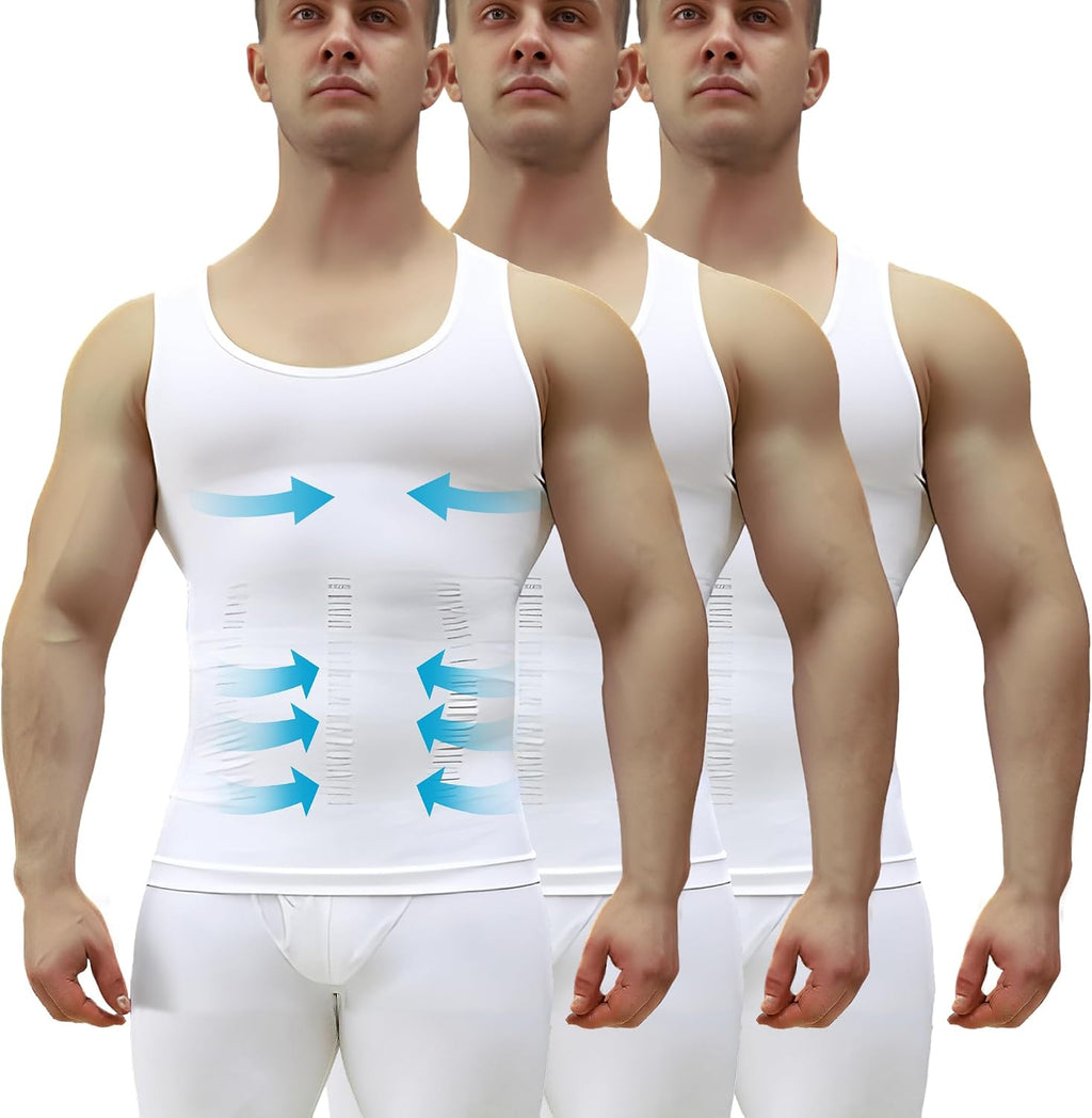 Men'S Compression Slimming Tank Top, Shaper Workout Shirt for Gym