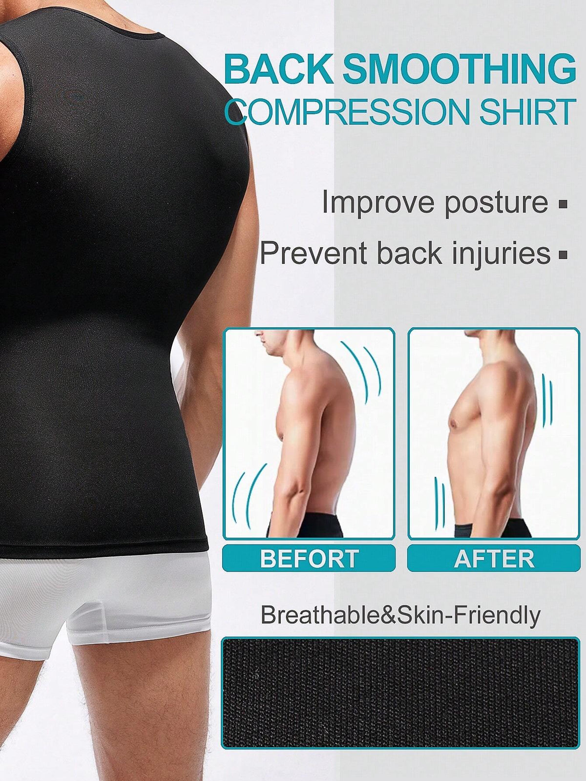 Men Solid Color Sleeveless Slimming Body Shaper Top