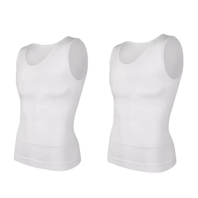 Compression Shirts Men Tummy Control Shapewear Compression Shirt Flat Belly Abdomen Slim Vest Waist Trainer Fitness Workout