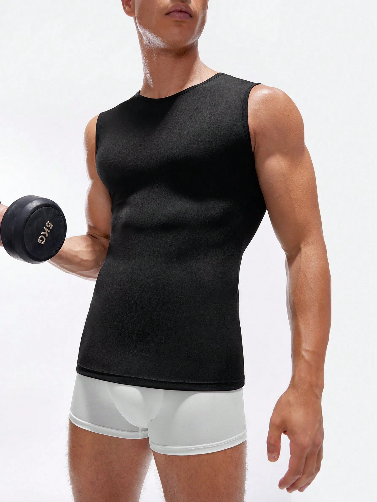 Men Solid Color Sleeveless Slimming Body Shaper Top
