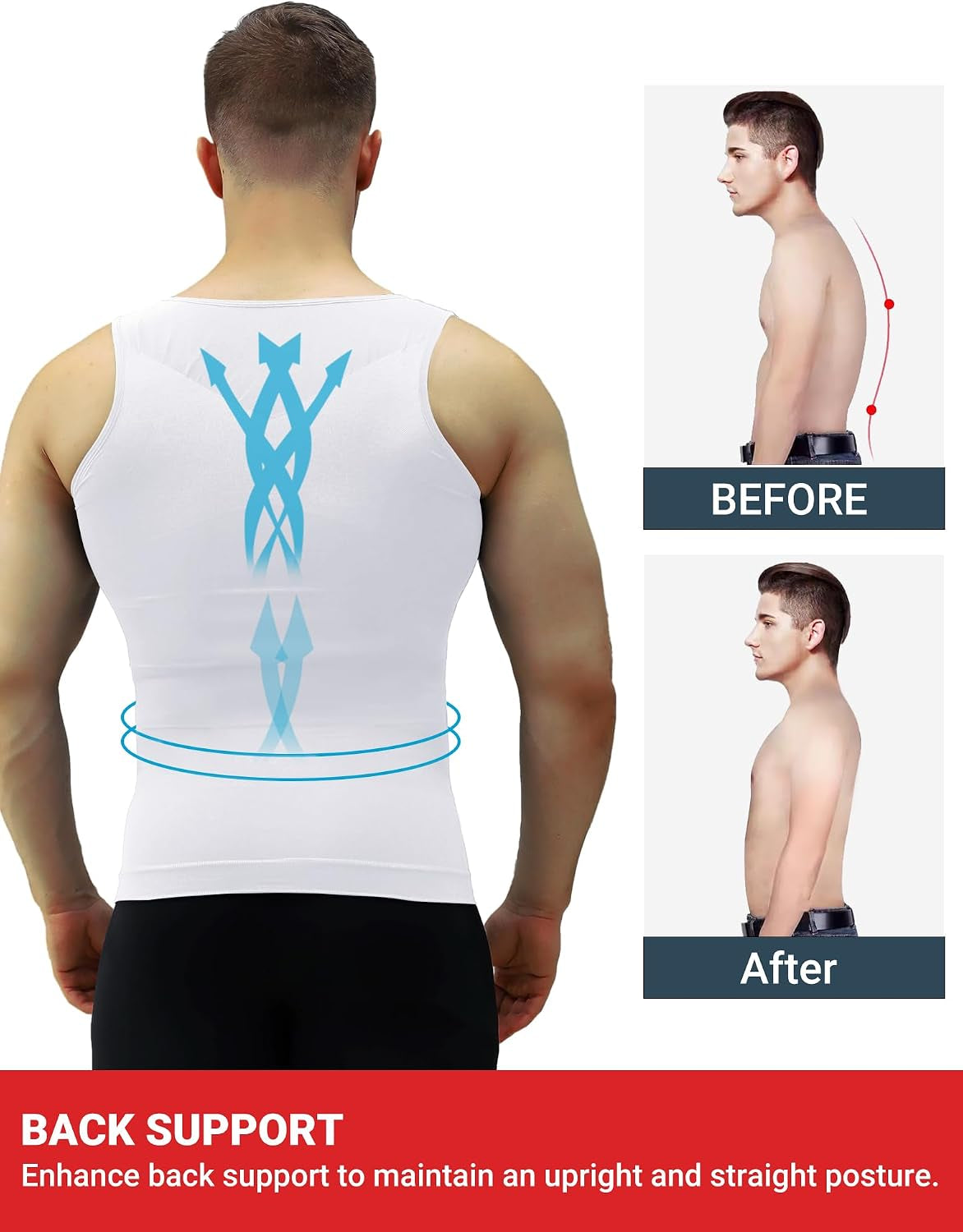 Men'S Compression Slimming Tank Top, Shaper Workout Shirt for Gym