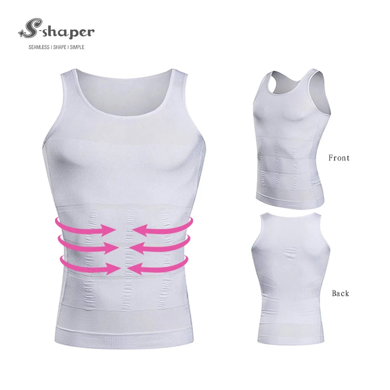 S-SHAPER Custom Men'S Body Shaping Shapewear Tank Tops Breathable Knitted Fitness Quick Dry Compression Sweat Vest