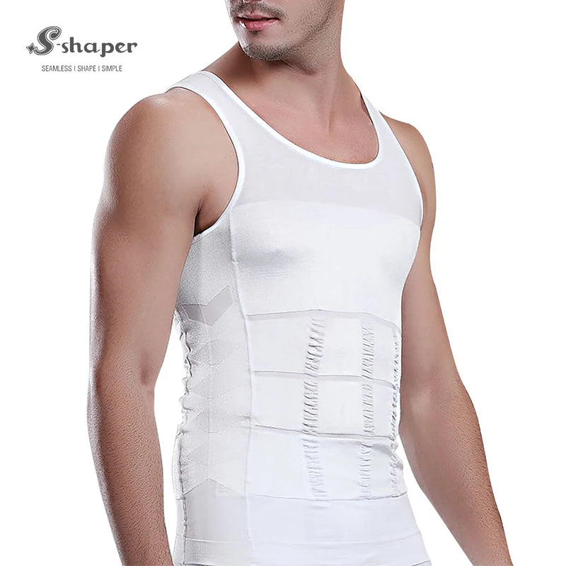 S-SHAPER Custom Men'S Body Shaping Shapewear Tank Tops Breathable Knitted Fitness Quick Dry Compression Sweat Vest
