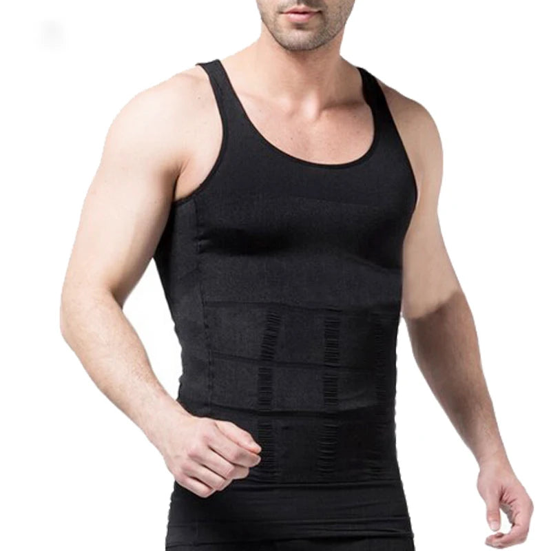 S-SHAPER Custom Men'S Body Shaping Shapewear Tank Tops Breathable Knitted Fitness Quick Dry Compression Sweat Vest