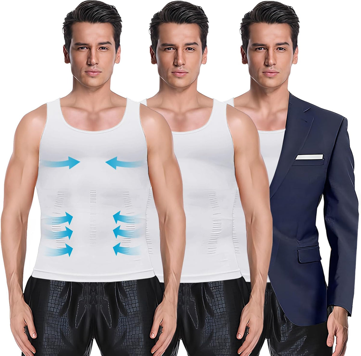 Men'S Compression Slimming Tank Top, Shaper Workout Shirt for Gym