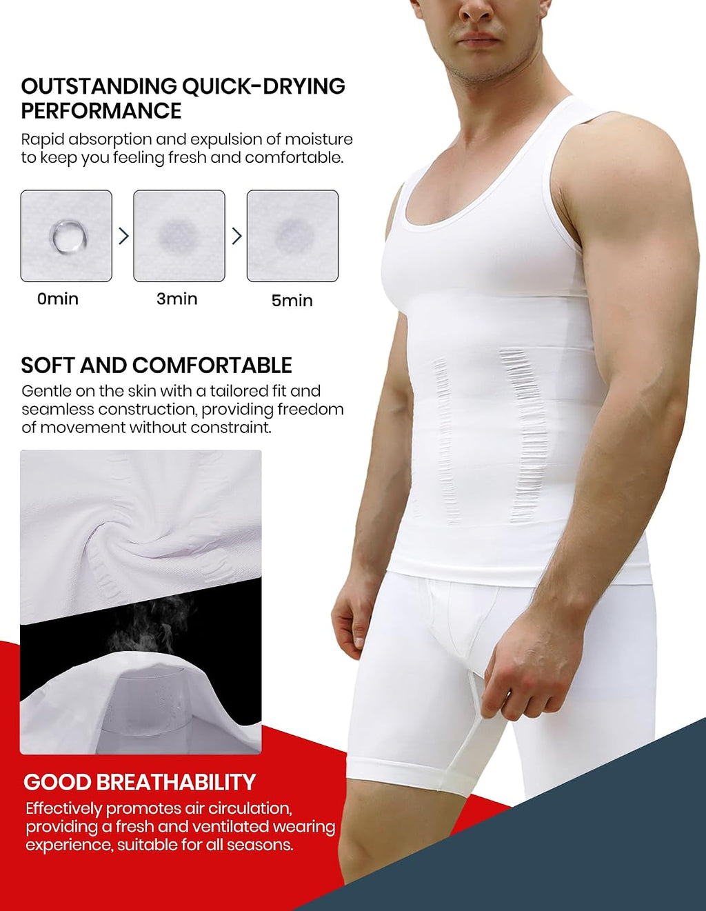 Men'S Compression Slimming Tank Top, Shaper Workout Shirt for Gym