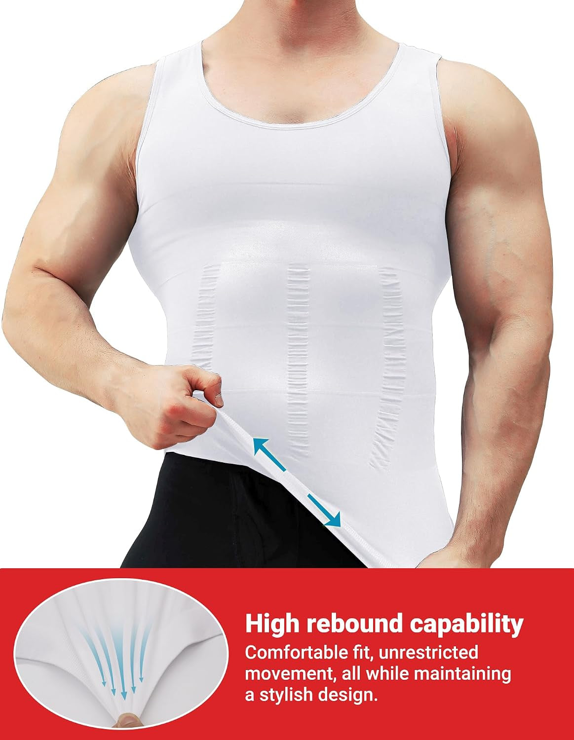 Men'S Compression Slimming Tank Top, Shaper Workout Shirt for Gym